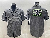 Men's Seattle Seahawks Gray Team Big Logo With Patch Cool Base Stitched Baseball Jersey,baseball caps,new era cap wholesale,wholesale hats